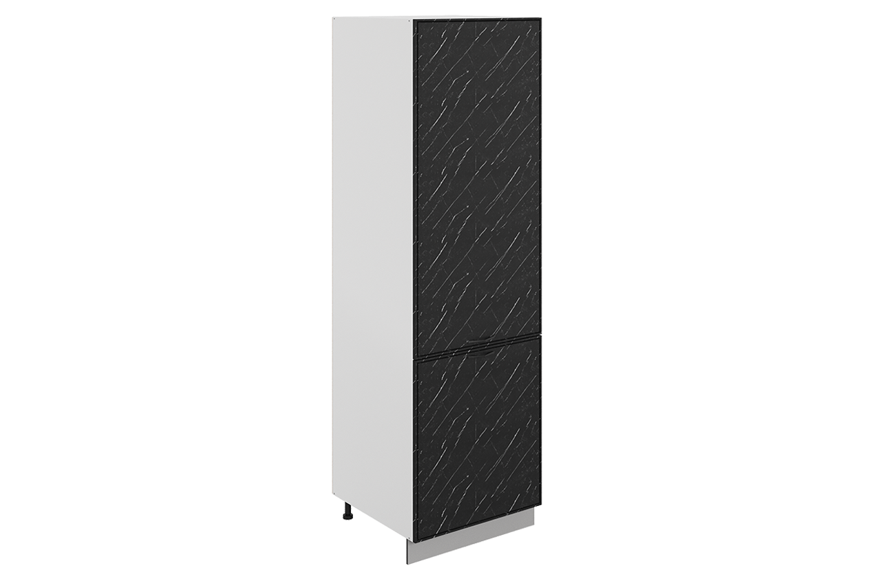 Монако Шкаф-пенал L600 под холодильник (2 дв. гл.) (белый/мрамор блэкберн матовый)