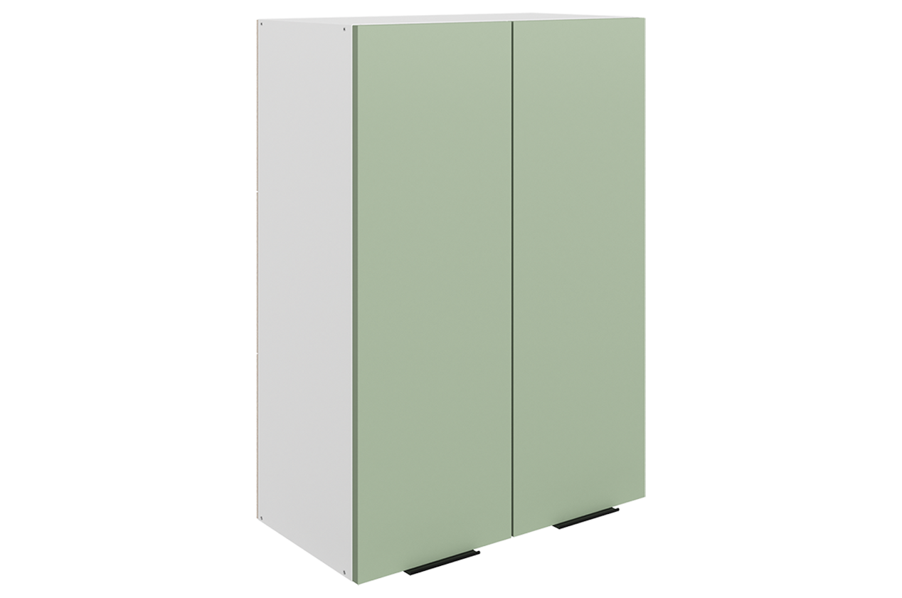 Стоун Шкаф навесной L600 Н900 (2 дв. гл.) (белый/полынь софттач)