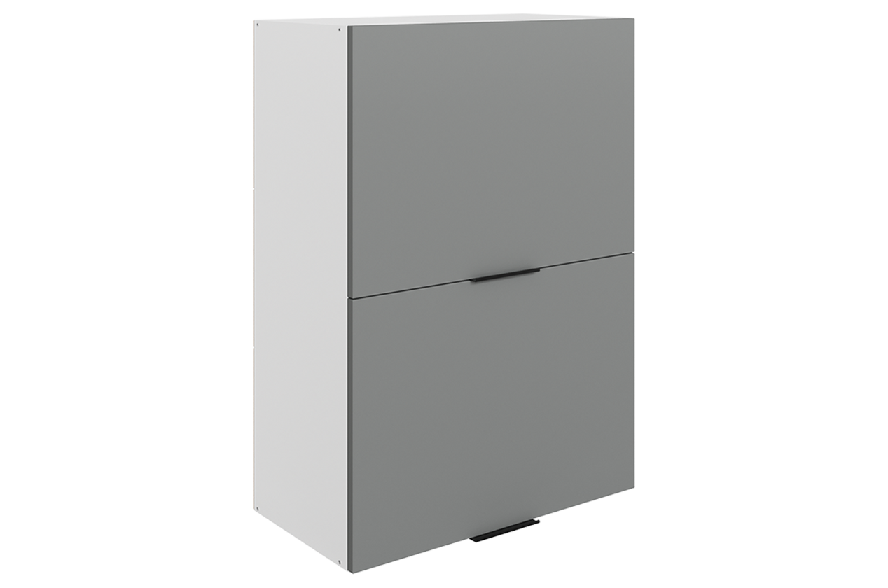 Стоун Шкаф навесной L600 Н900 (2 дв. гл. гориз.) (белый/оникс софттач)