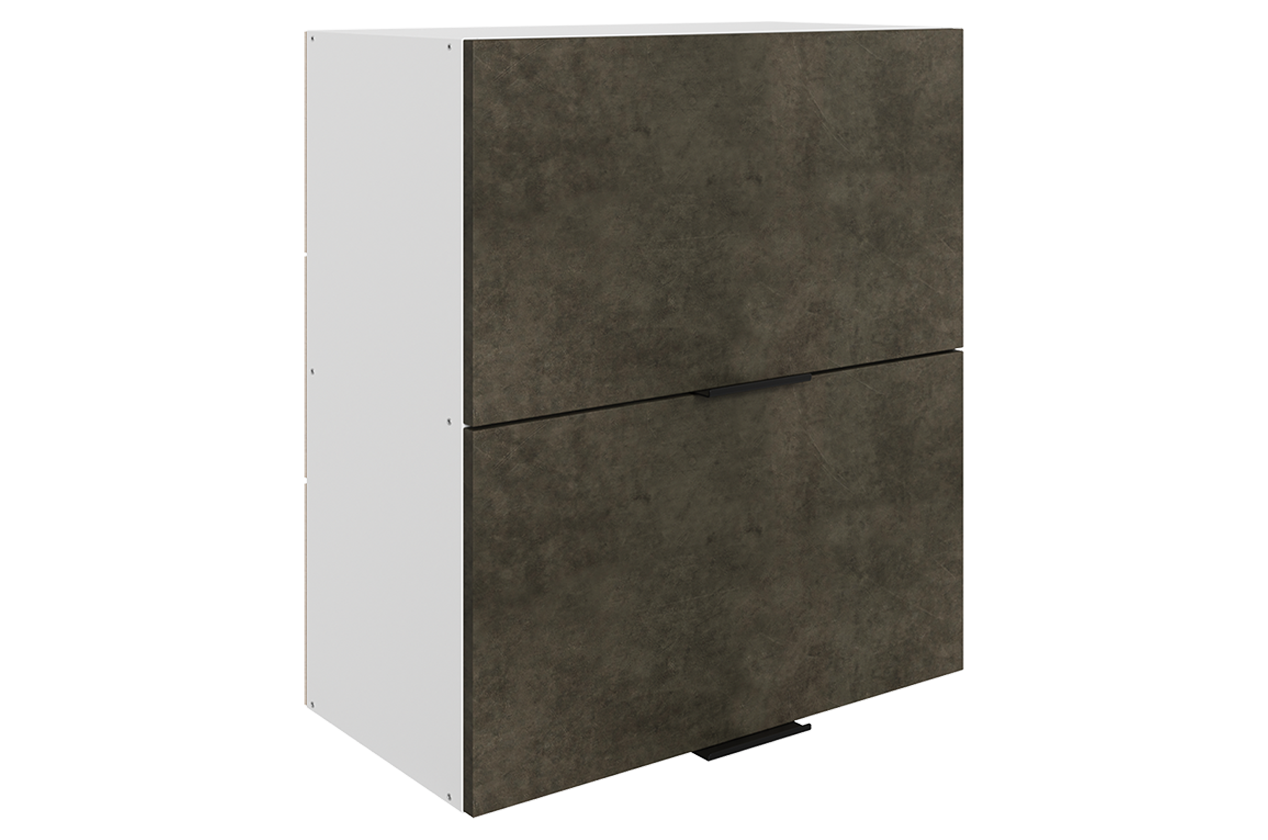 Стоун Шкаф навесной L600 Н720 (2 дв. гл. гориз.) (белый/камень темно-серый)
