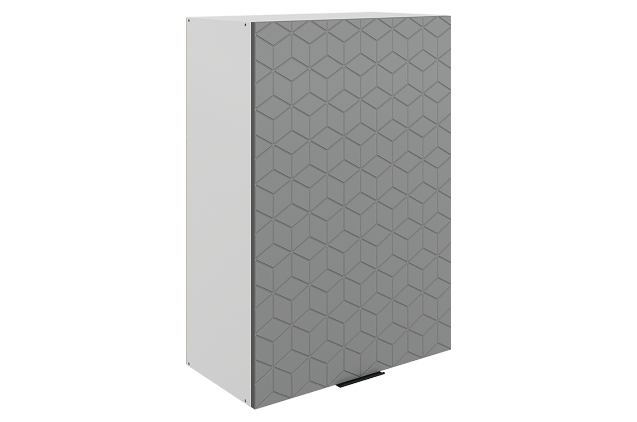 Стоун Шкаф навесной L600 Н900 (1 дв. гл.) с фрезеровкой (белый/оникс софттач)