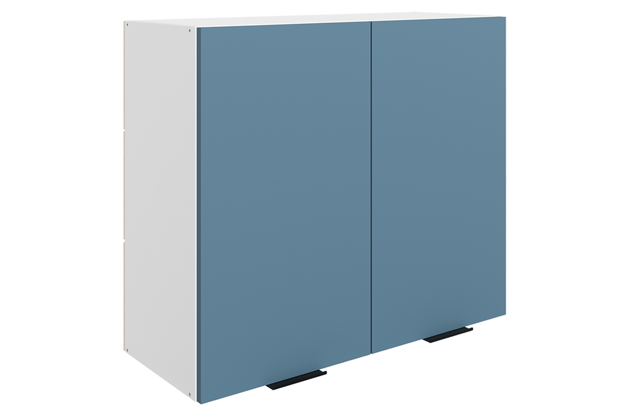 Стоун Шкаф навесной L800 Н720 (2 дв. гл.) (белый/изумруд софттач)