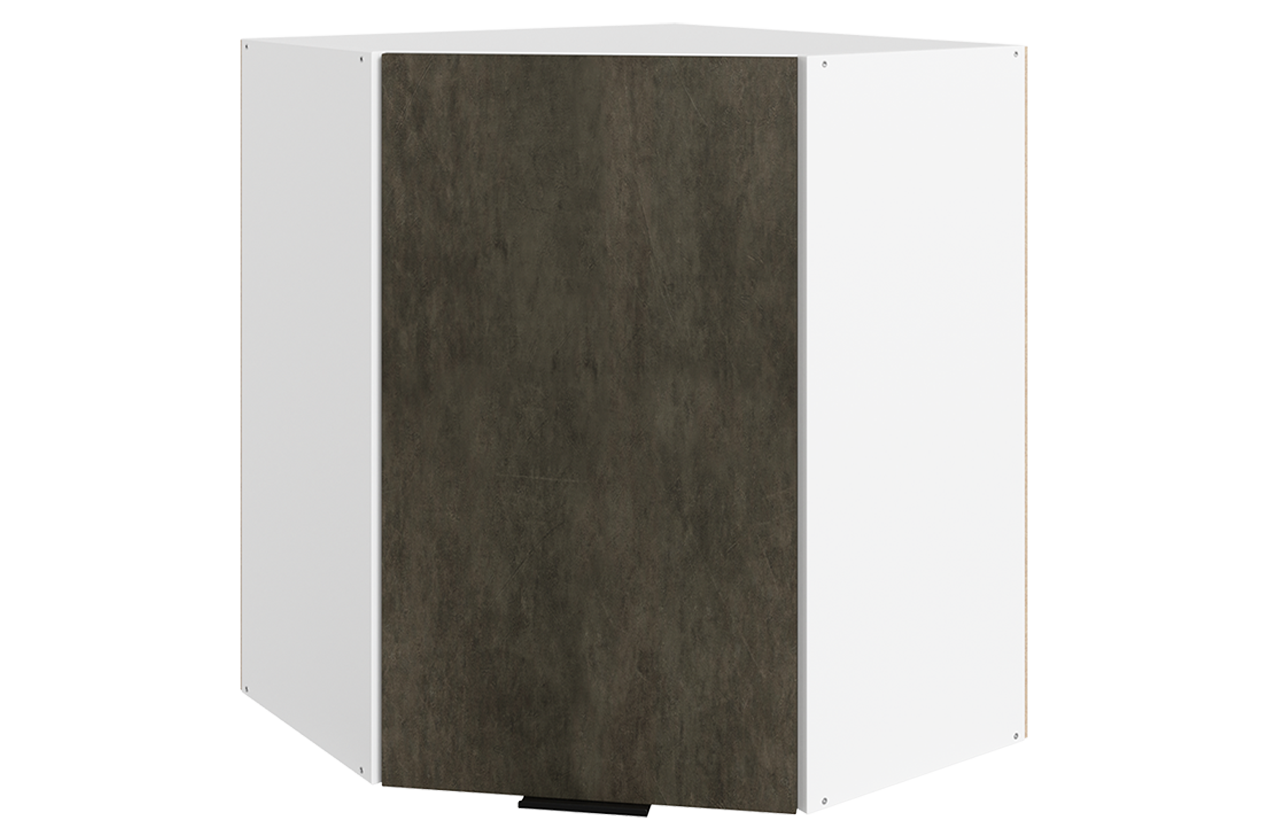Стоун Шкаф навесной угл. L600x600 Н720 (1 дв. гл.) (белый/камень темно-серый)