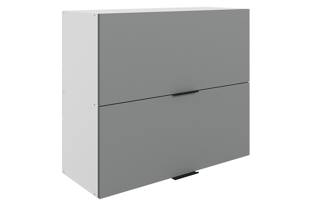 Стоун Шкаф навесной L800 Н720 (2 дв. гл. гориз.) (белый/оникс софттач)