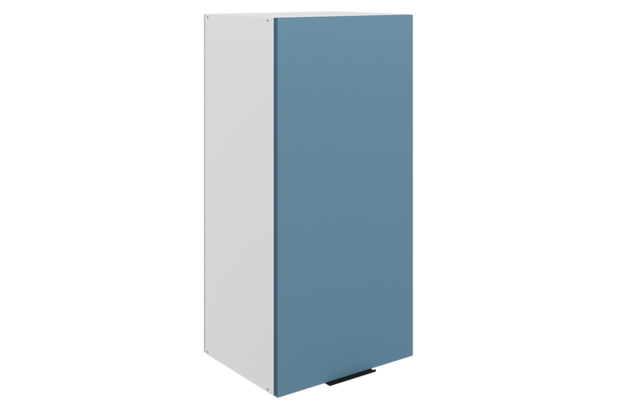 Стоун Шкаф навесной L400 Н900 (1 дв. гл.) (белый/изумруд софттач)