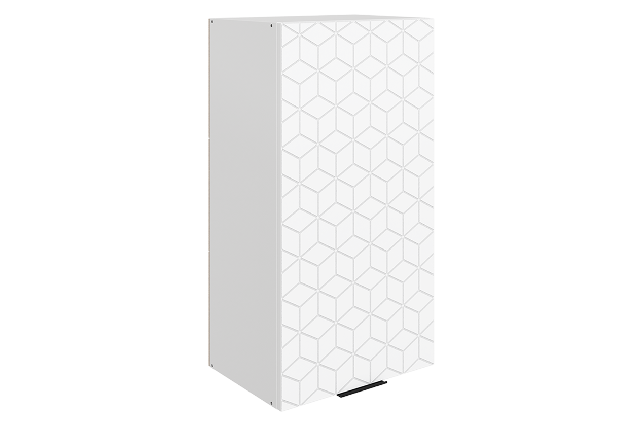 Стоун Шкаф навесной L450 Н900 (1 дв. гл.) с фрезеровкой (белый/джелато софттач)