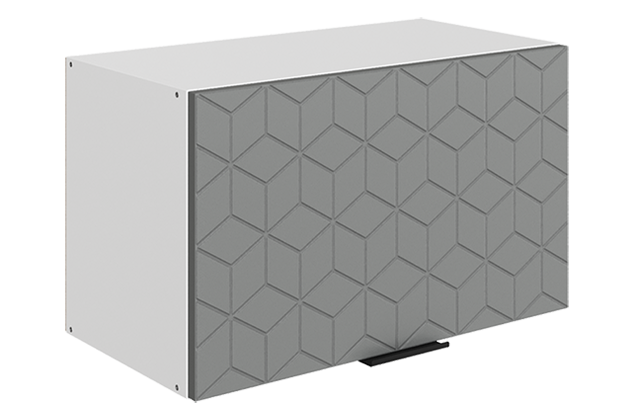 Стоун Шкаф навесной L600 Н360 (1 дв. гл.) с фрезеровкой (белый/оникс софттач)