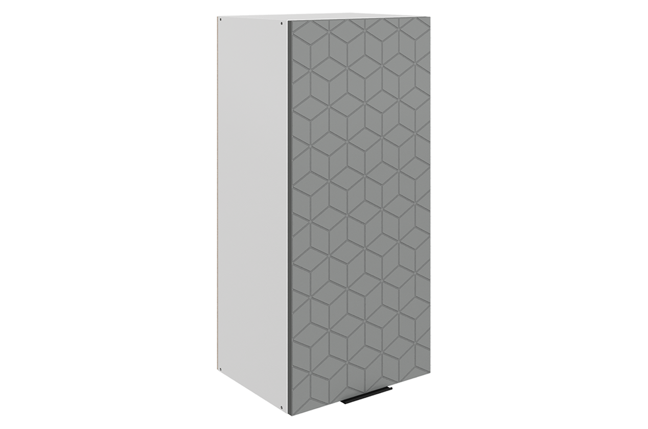Стоун Шкаф навесной L400 Н900 (1 дв. гл.) с фрезеровкой (белый/оникс софттач)