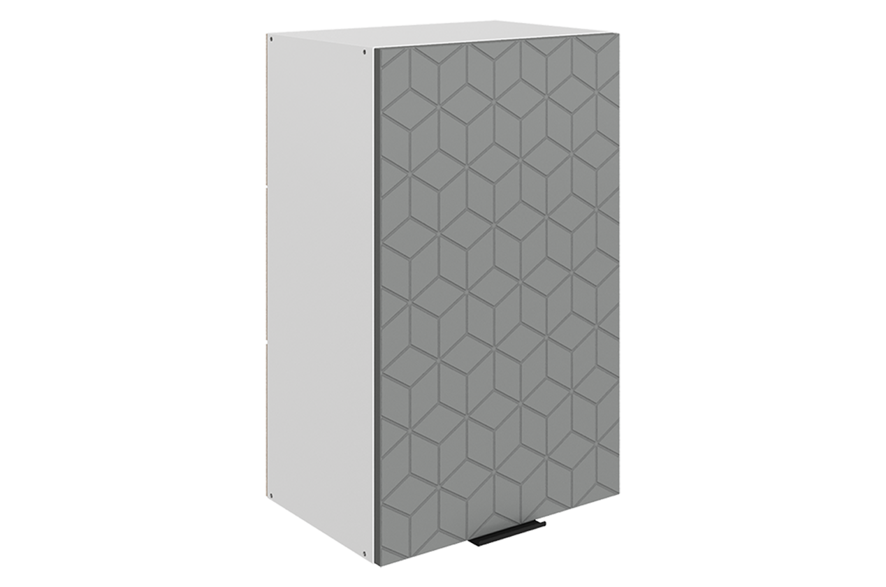 Стоун Шкаф навесной L450 Н720 (1 дв. гл.) с фрезеровкой (белый/оникс софттач)