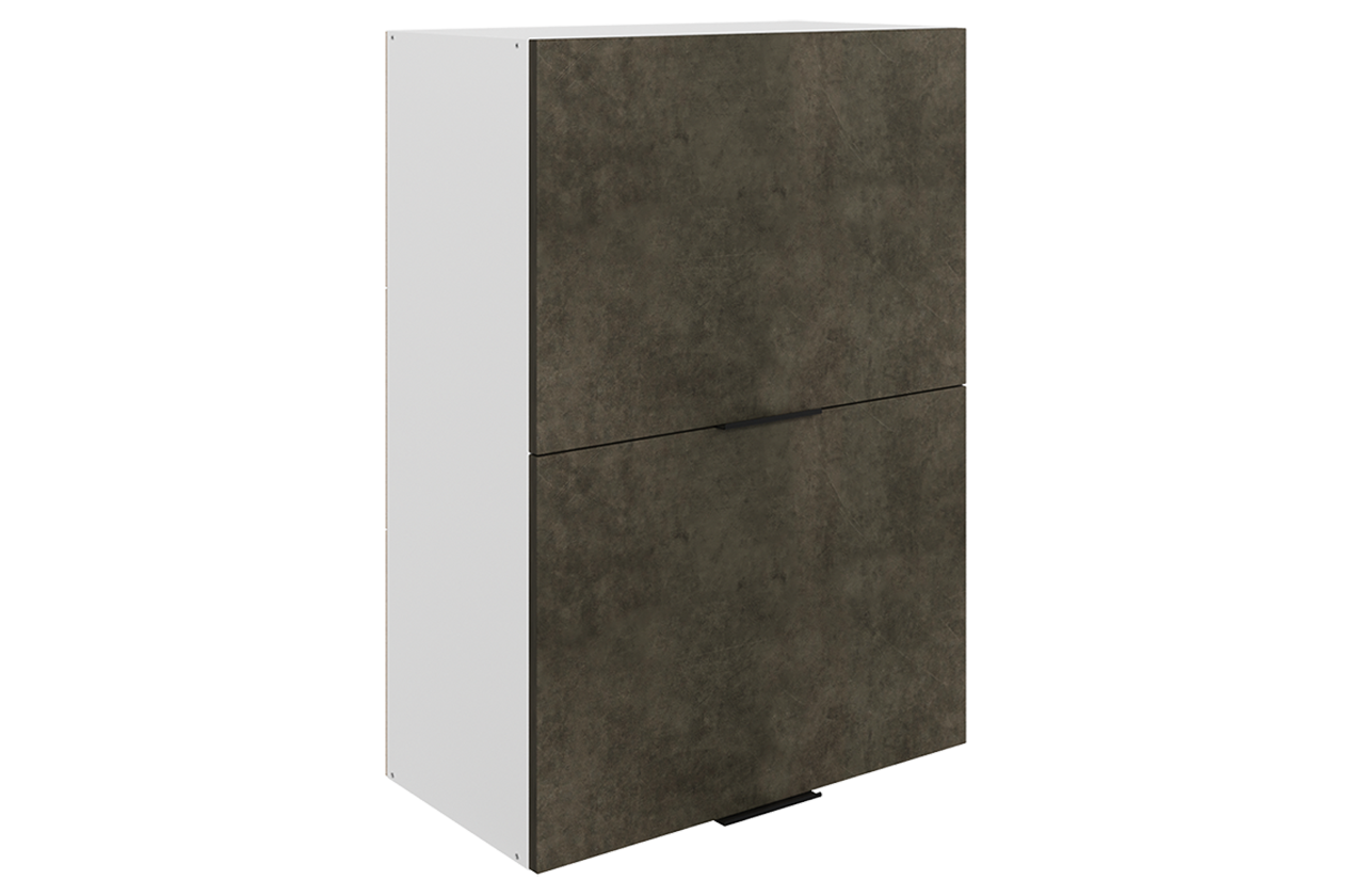Стоун Шкаф навесной L600 Н900 (2 дв. гл. гориз.) (белый/камень темно-серый)