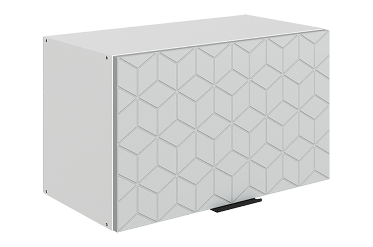 Стоун Шкаф навесной L600 Н360 (1 дв. гл.) с фрезеровкой (белый/лайт грей софттач)