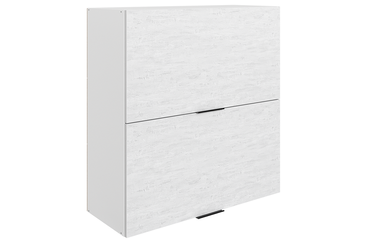 Стоун Шкаф навесной L800 Н900 (2 дв. гл. гориз.) (белый/белая скала)