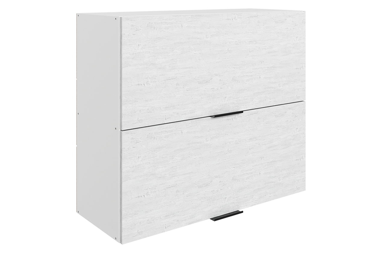 Стоун Шкаф навесной L800 Н720 (2 дв. гл. гориз.) (белый/белая скала)