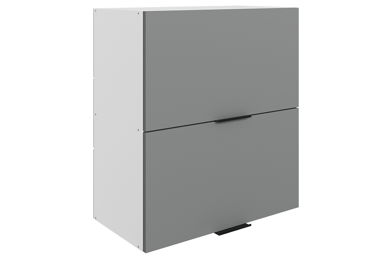 Стоун Шкаф навесной L600 Н720 (2 дв. гл. гориз.) (белый/оникс софттач)