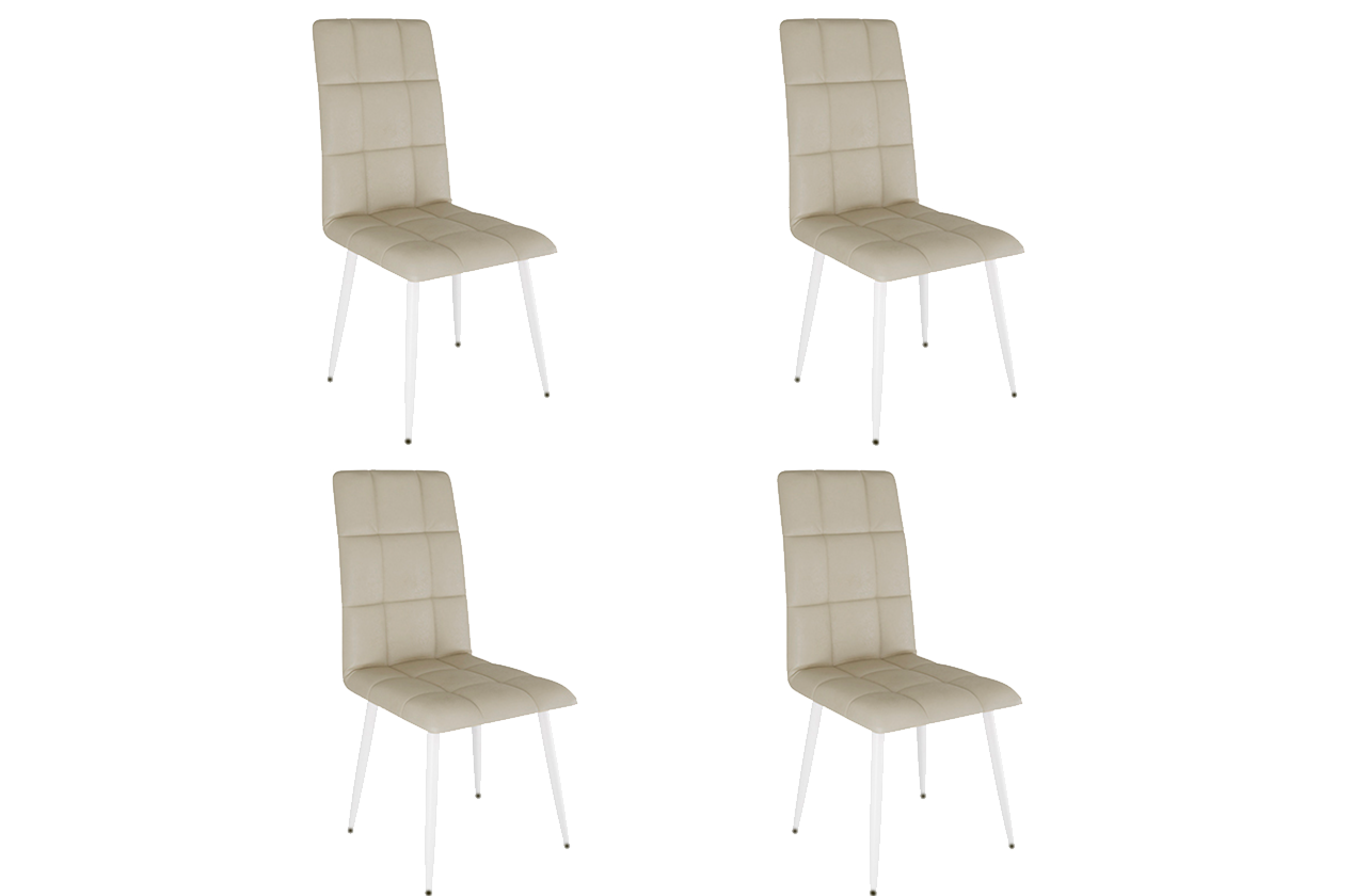Набор стульев Турин (4 шт.) (светло-серый (экокожа)/белый)