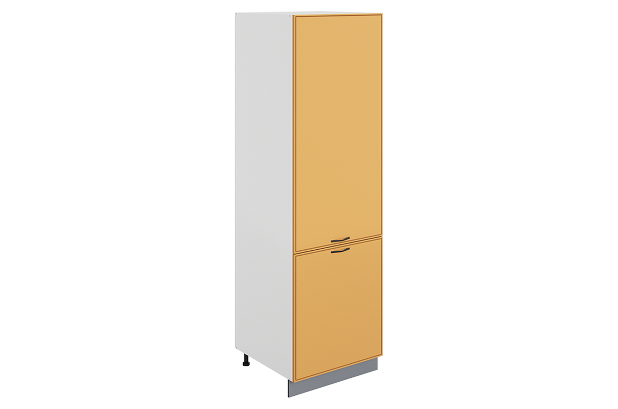 Монако Шкаф-пенал L600 под холодильник (2 дв. гл.) (белый/охра матовый)