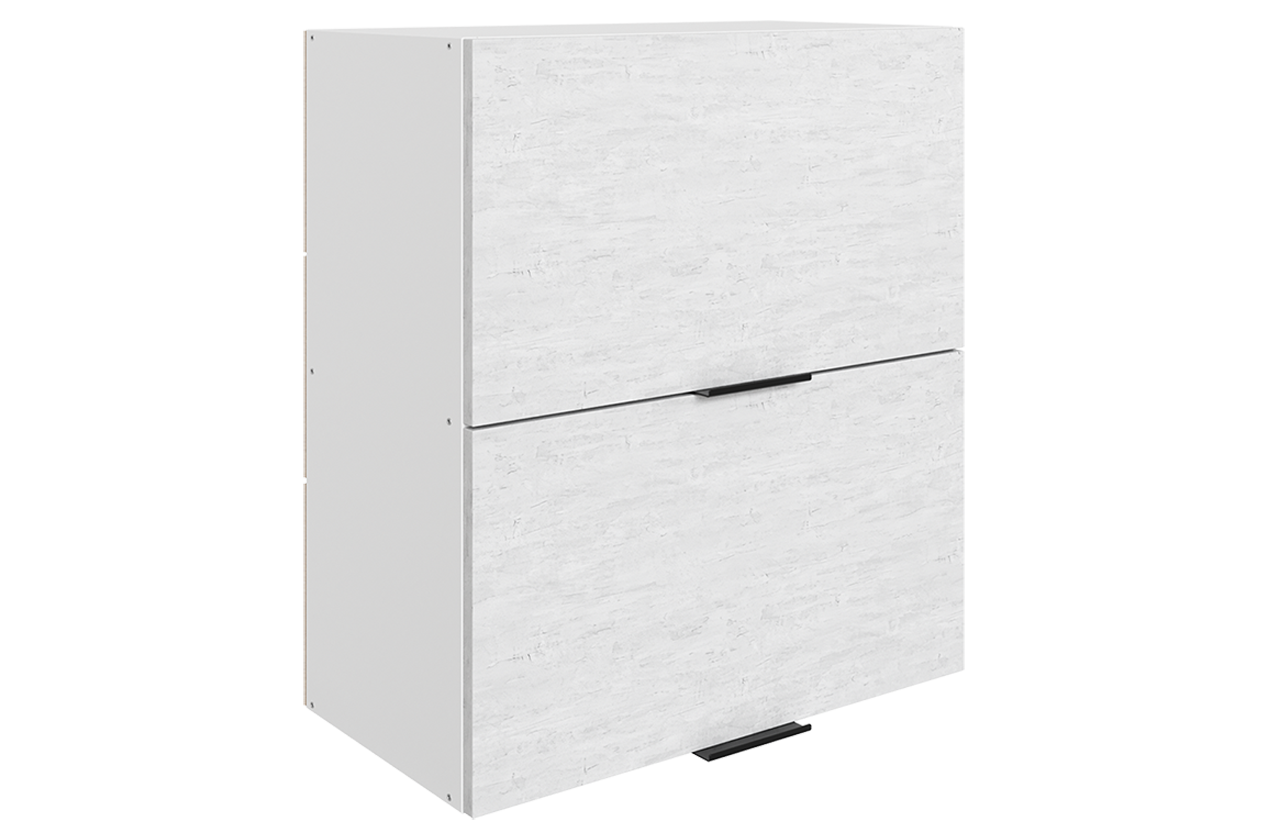 Стоун Шкаф навесной L600 Н720 (2 дв. гл. гориз.) (белый/белая скала)