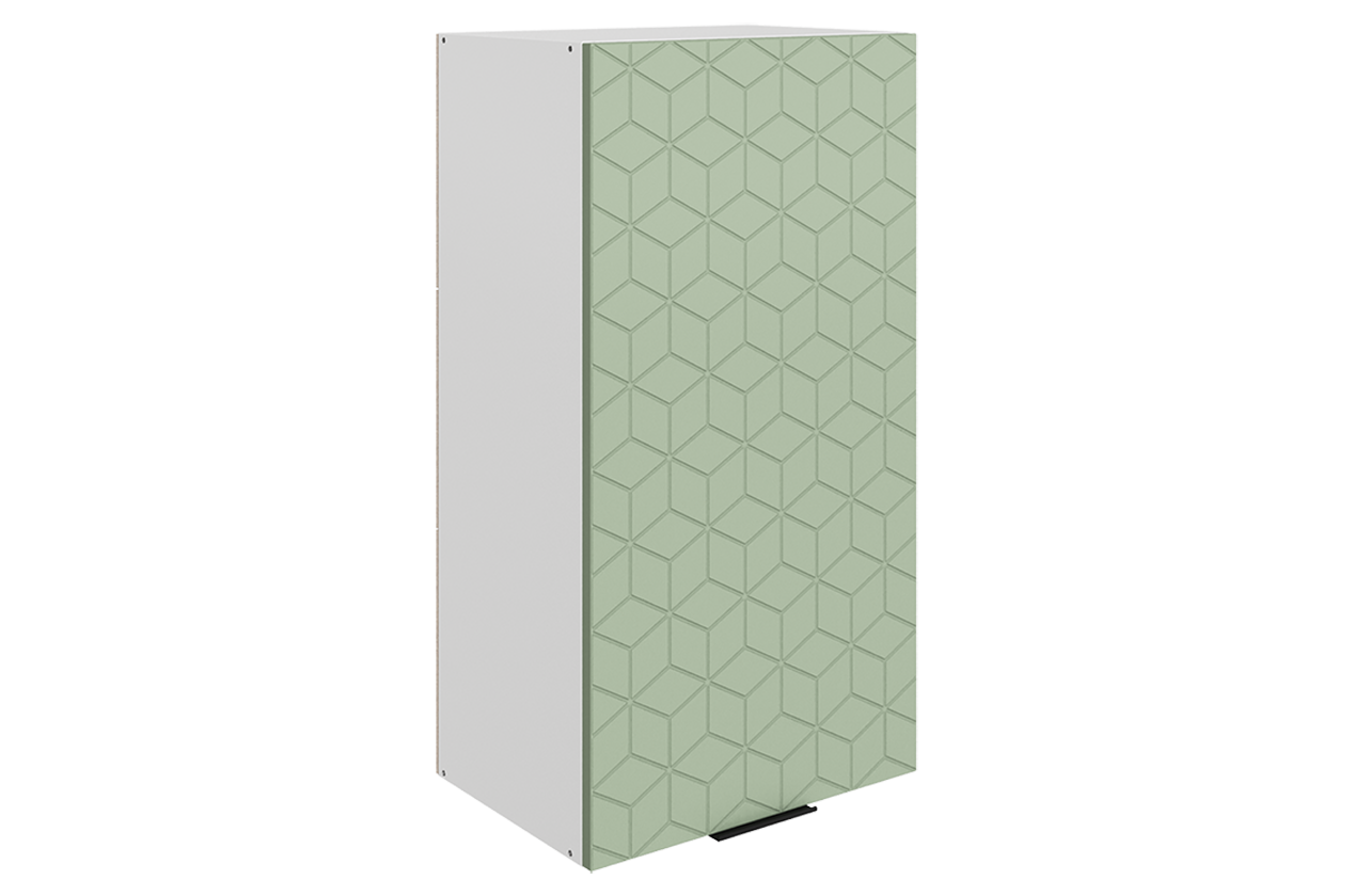 Стоун Шкаф навесной L450 Н900 (1 дв. гл.) с фрезеровкой (белый/полынь софттач)