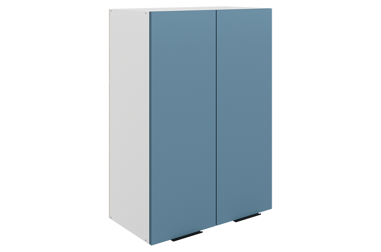 Стоун Шкаф навесной L600 Н900 (2 дв. гл.) (белый/изумруд софттач)