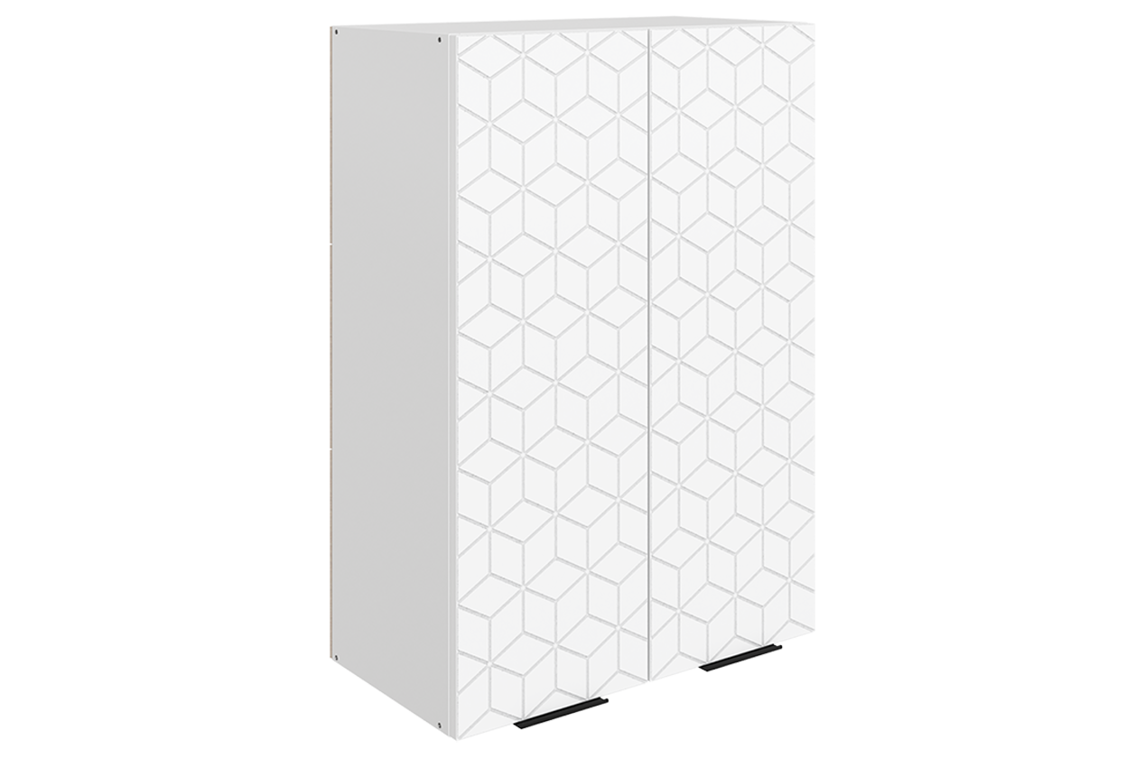 Стоун Шкаф навесной L600 Н900 (2 дв. гл.) с фрезеровкой (белый/джелато софттач)