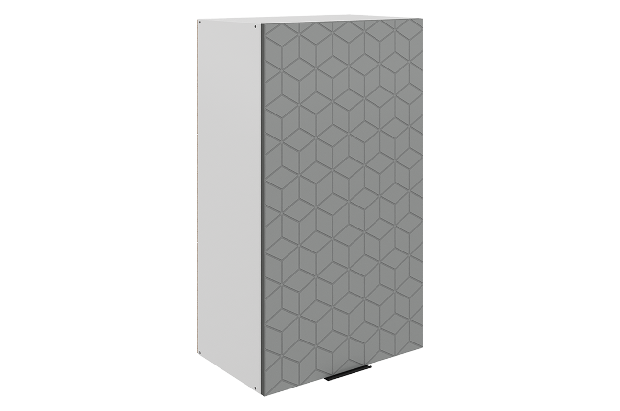 Стоун Шкаф навесной L500 Н900 (1 дв. гл.) с фрезеровкой (белый/оникс софттач)