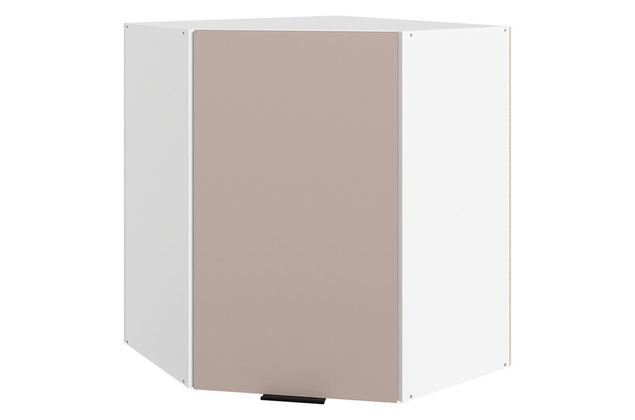Стоун Шкаф навесной угл. L600x600 Н720 (1 дв. гл.) (белый/грей софттач)