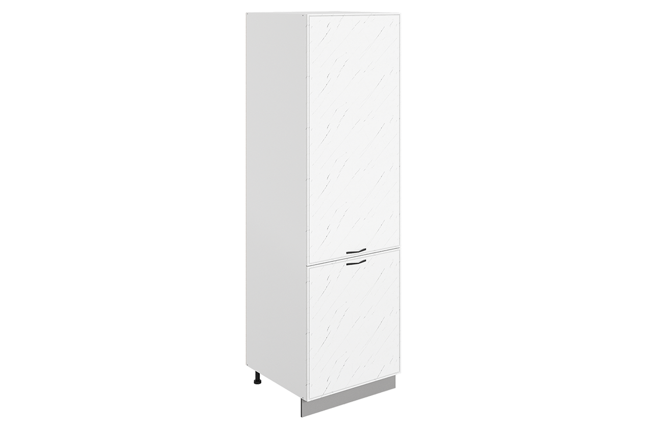 Монако Шкаф-пенал L600 под холодильник (2 дв. гл.) (белый/мрамор пилатус матовый)