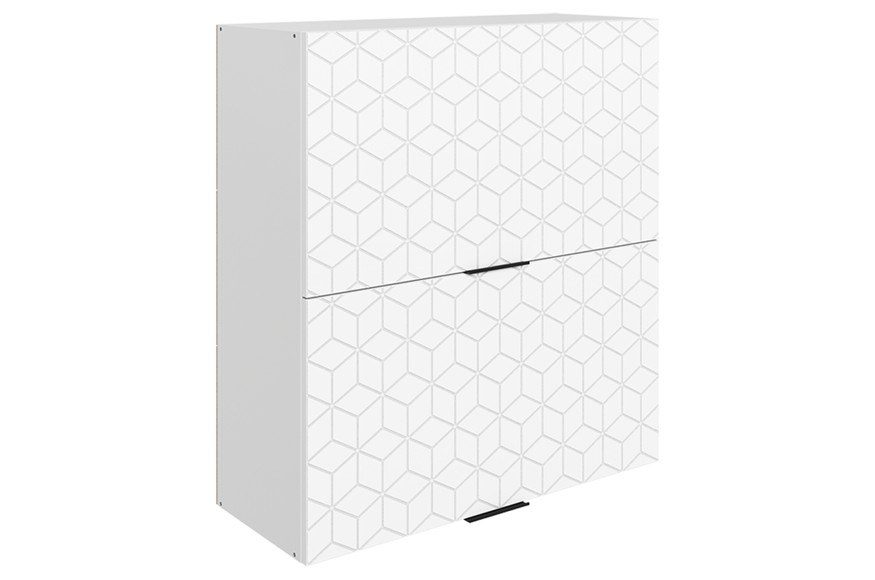 Стоун Шкаф навесной L800 Н900 (2 дв. гл. гориз.) с фрезеровкой (белый/джелато софттач)