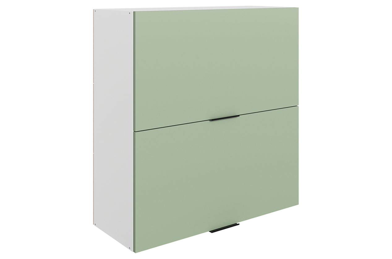 Стоун Шкаф навесной L800 Н900 (2 дв. гл. гориз.) (белый/полынь софттач)