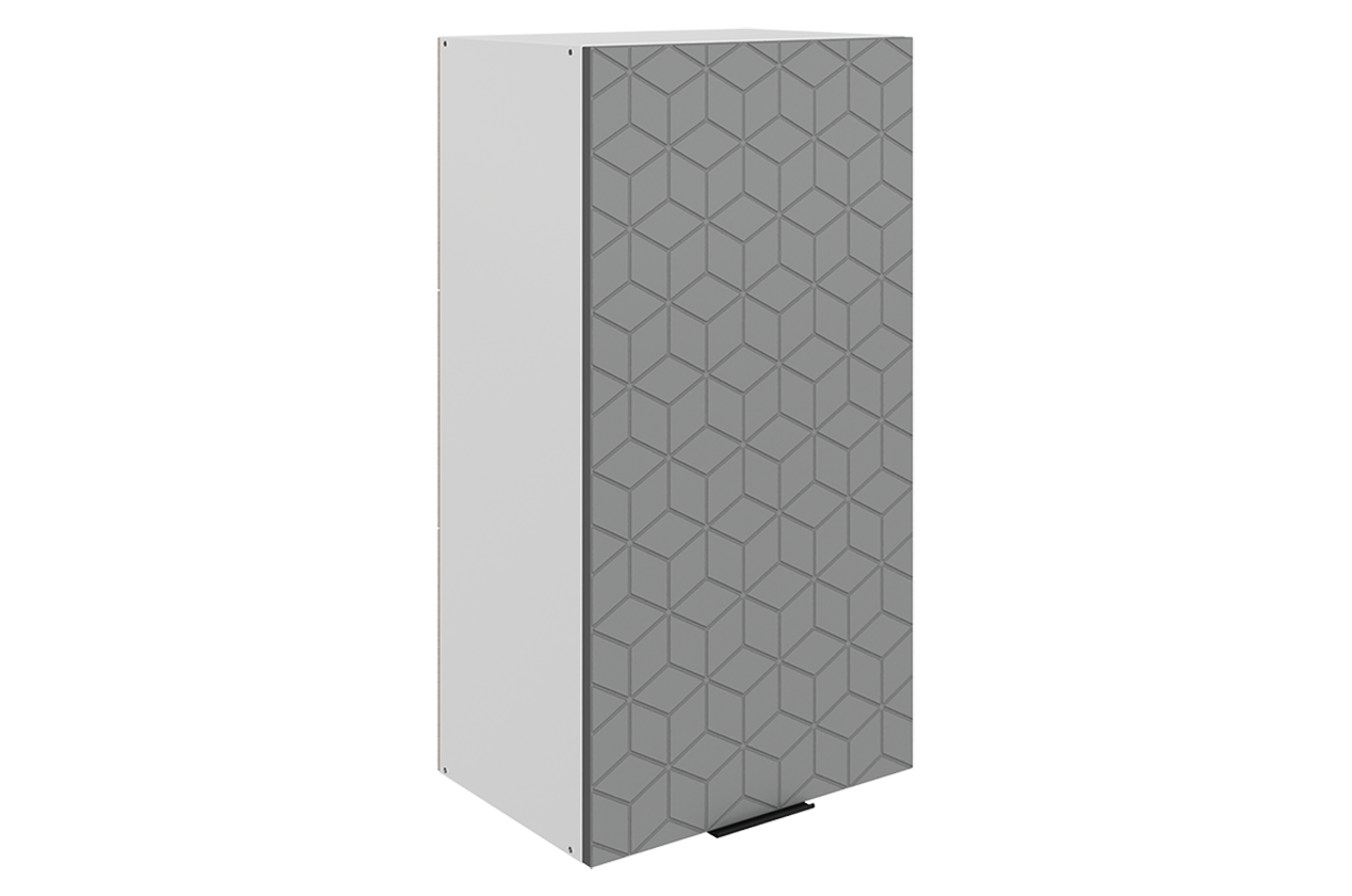 Стоун Шкаф навесной L450 Н900 (1 дв. гл.) с фрезеровкой (белый/оникс софттач)
