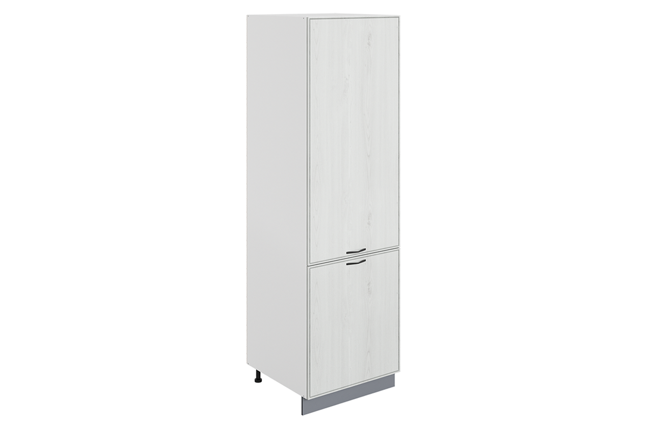 Монако Шкаф-пенал L600 под холодильник (2 дв. гл.) (белый/дуб белый матовый)