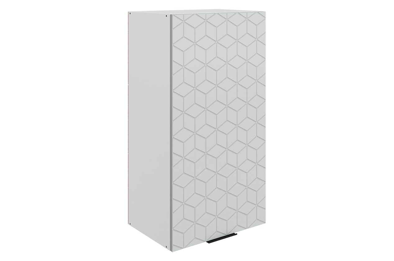 Стоун Шкаф навесной L450 Н900 (1 дв. гл.) с фрезеровкой (белый/лайт грей софттач)