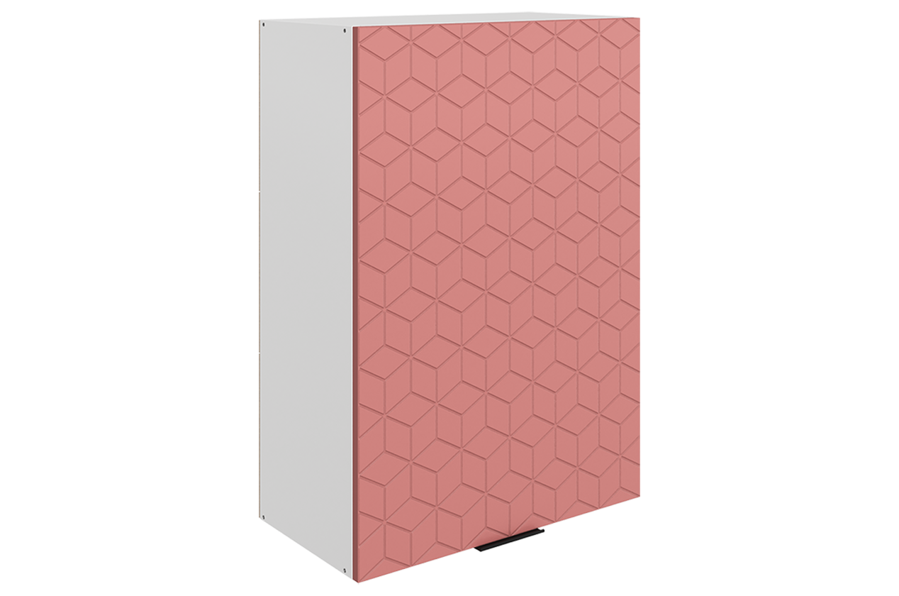 Стоун Шкаф навесной L600 Н900 (1 дв. гл.) с фрезеровкой (белый/берри софттач)