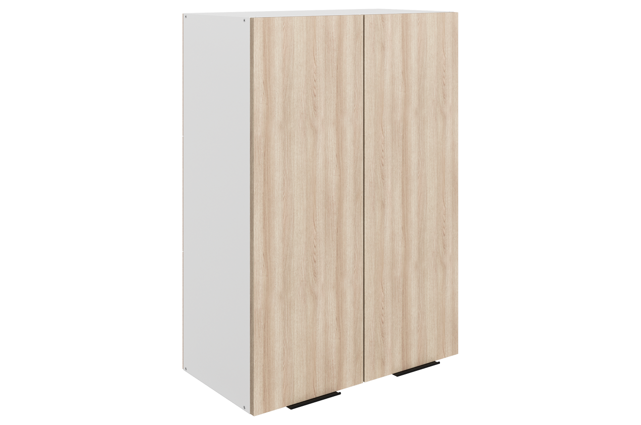 Стоун Шкаф навесной L600 Н900 (2 дв. гл.) (белый/кешью матовый)