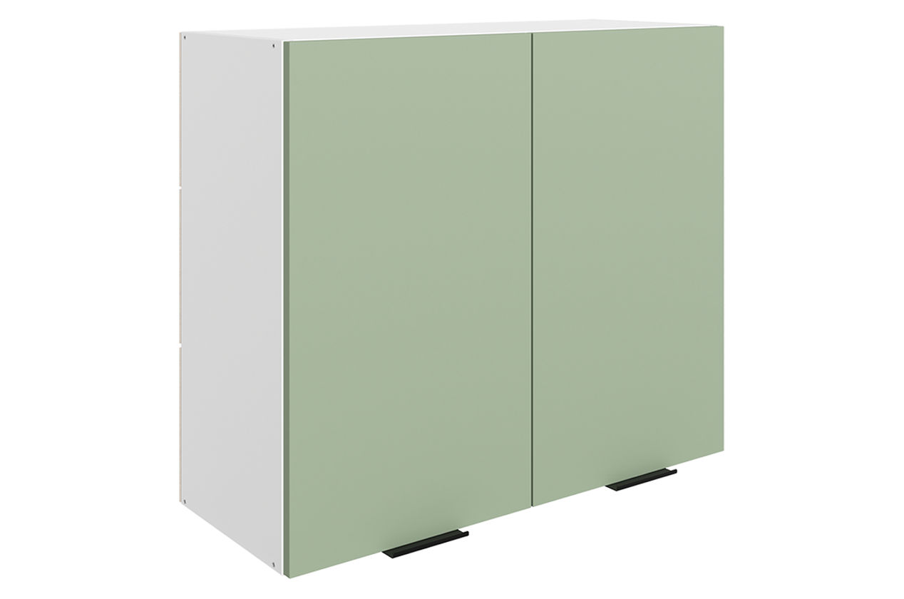 Стоун Шкаф навесной L800 Н720 (2 дв. гл.) (белый/полынь софттач)