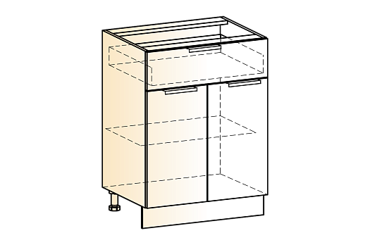 Бостон Шкаф рабочий L600 (2 дв. гл. 1 ящ.) (белый/графит металлик)