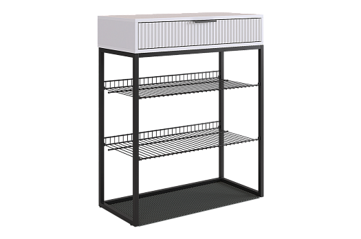 Обувница Вельвет (белое дерево/белый матовый/черный муар)