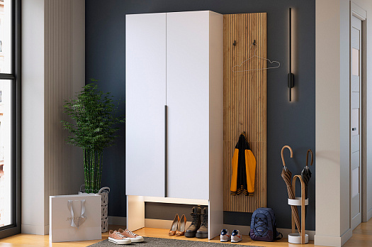 Прихожая "Мебельсон К6" (1200х350х1950) (дуб крафт золотой/белое дерево)