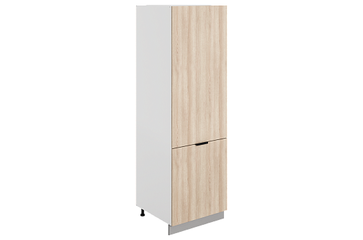 Стоун Шкаф-пенал L600 под холодильник (2 дв.гл.) (белый/кешью матовый)