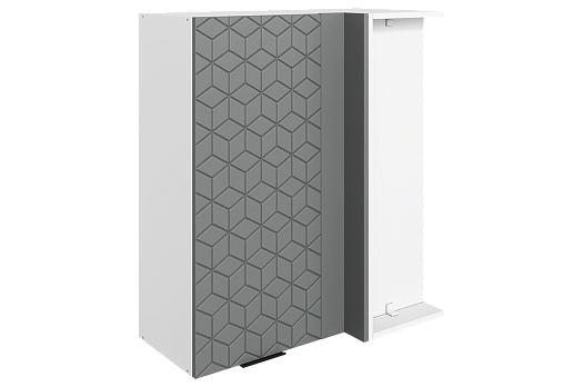 Стоун Шкаф навесной угл. L800x400 Н900 (1 дв. гл.) с фрезеровкой (белый/оникс софттач)