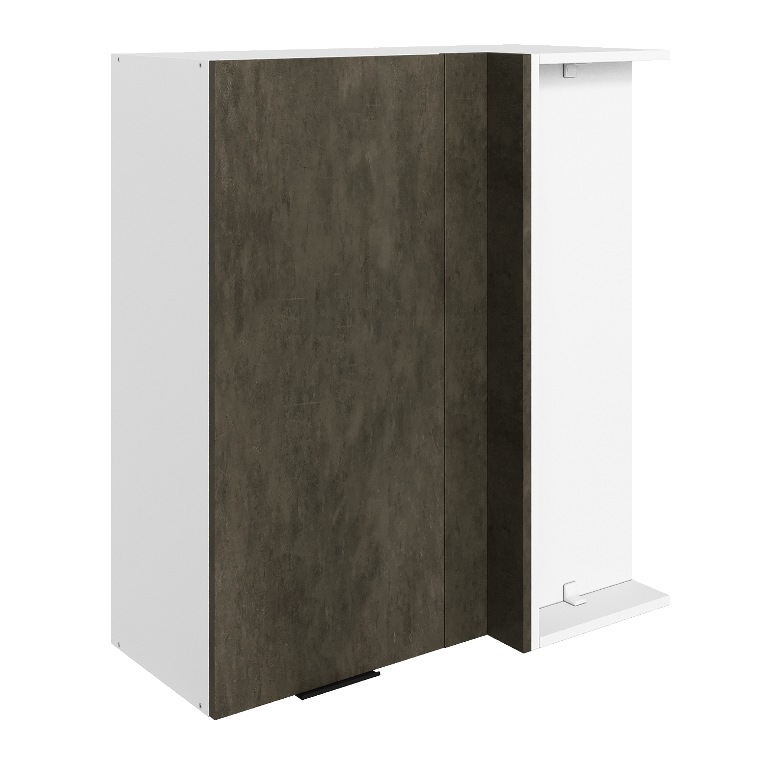 Стоун Шкаф навесной угл. L800x400 Н900 (1 дв. гл.) (белый/камень темно-серый)