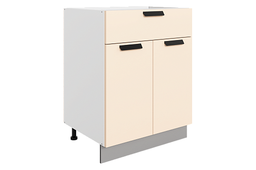 Джаз Шкаф рабочий L600 B500 Слим (2 дв. гл. 1 ящ.) (эмаль) (белый/крем)