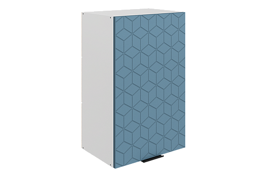 Стоун Шкаф навесной L450 Н720 (1 дв. гл.) с фрезеровкой (белый/изумруд софттач)