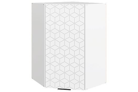 Стоун Шкаф навесной угл. L600х600 Н900 (1 дв. гл.) с фрезеровкой (белый/джелато софттач)