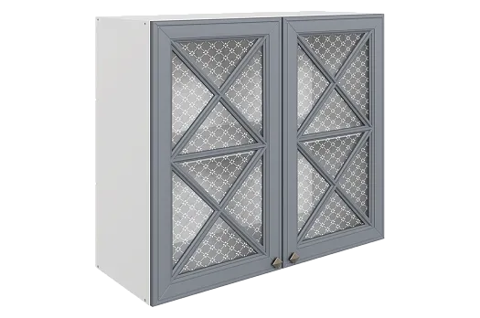 Мишель Шкаф навесной L800 Н720 (2 дв. крест.) (эмаль) (белый/серый)