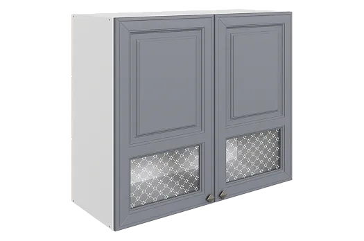 Мишель Шкаф навесной L800 Н720 (2 дв. окош.) (эмаль) (белый/серый)