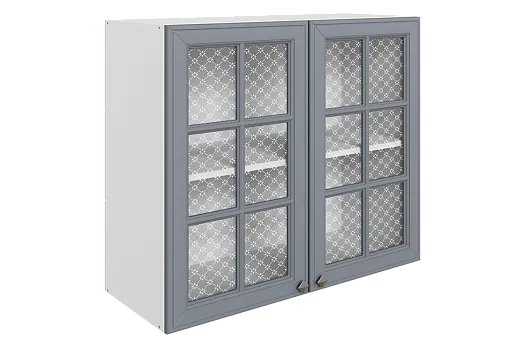 Мишель Шкаф навесной L800 Н720 (2 дв. реш.) (эмаль) (белый/серый)