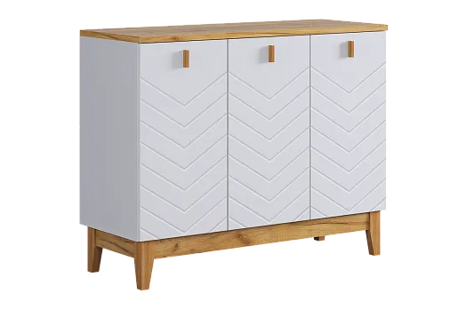 Комод 3 Хюгге (белое дерево/дуб крафт золотой/белый матовый)