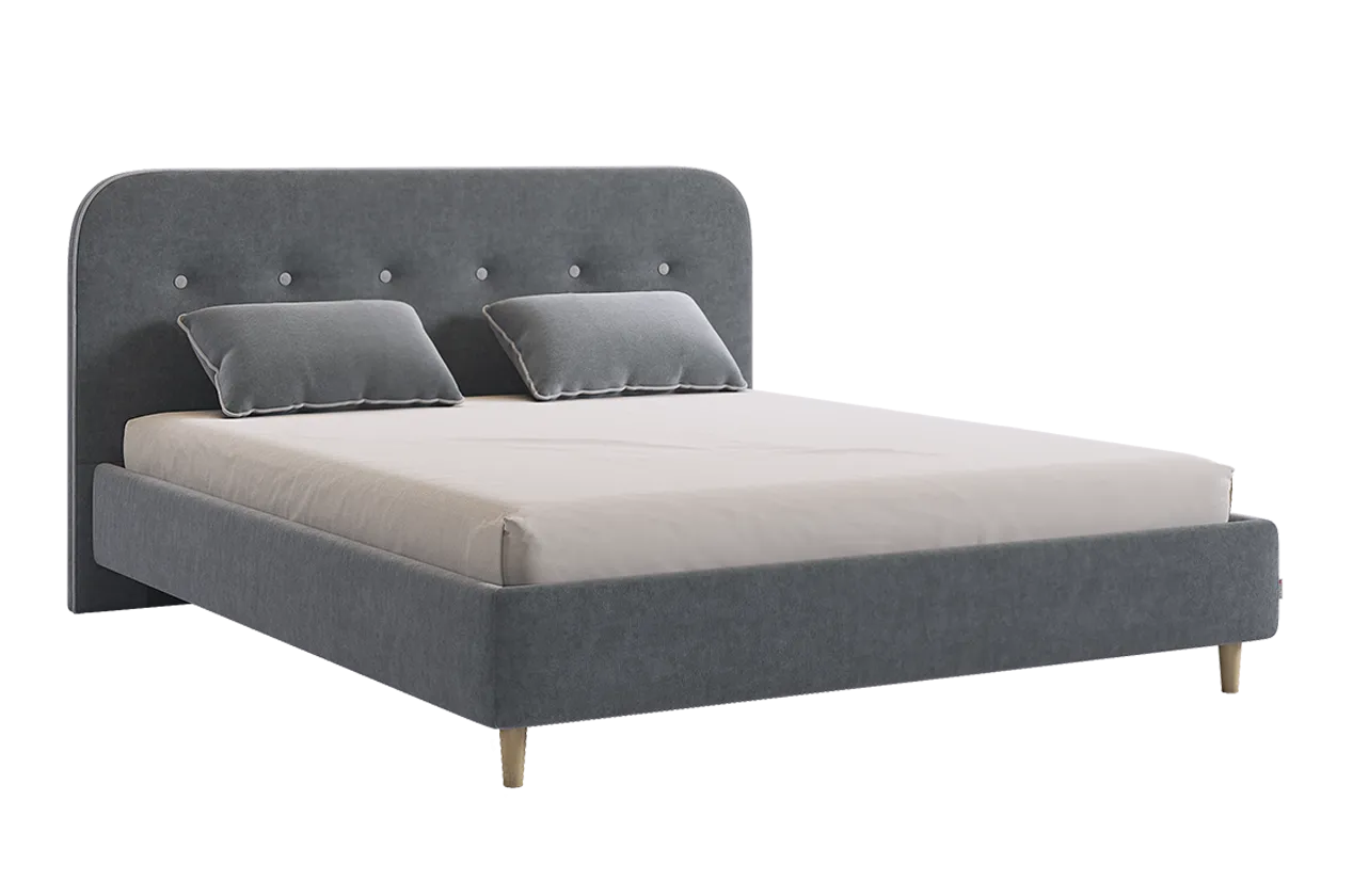 Кровать с основанием Лео 160х200 см (графит (велюр)/галька (велюр))