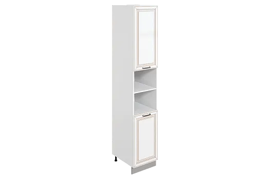 Атланта Шкаф-пенал L450 H2321 (2 дв. гл.) (эмаль) (белый/белый глянец патина золото)